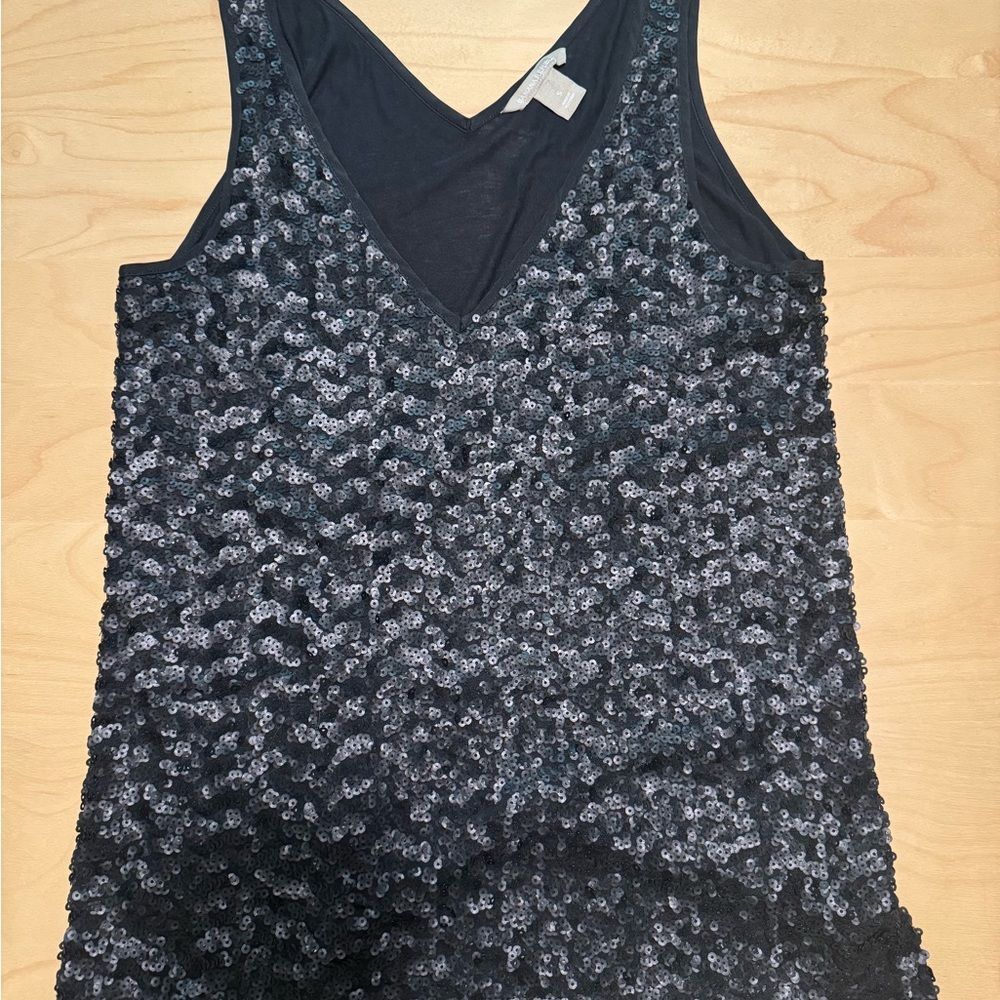 Banana Republic Trendy Statement Black Sequin Sleeveless Party Top
